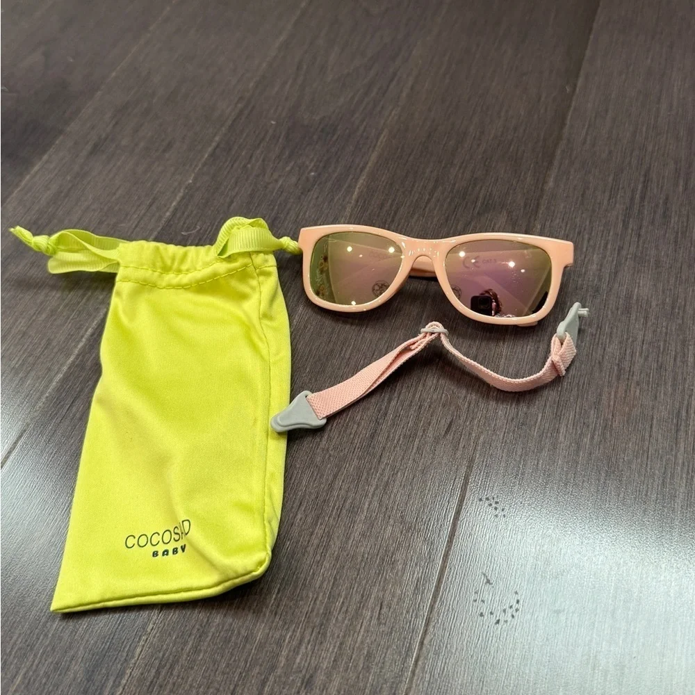 Coco Baby Pink Sunglasses with Strap for Infant Baby Young Toddler